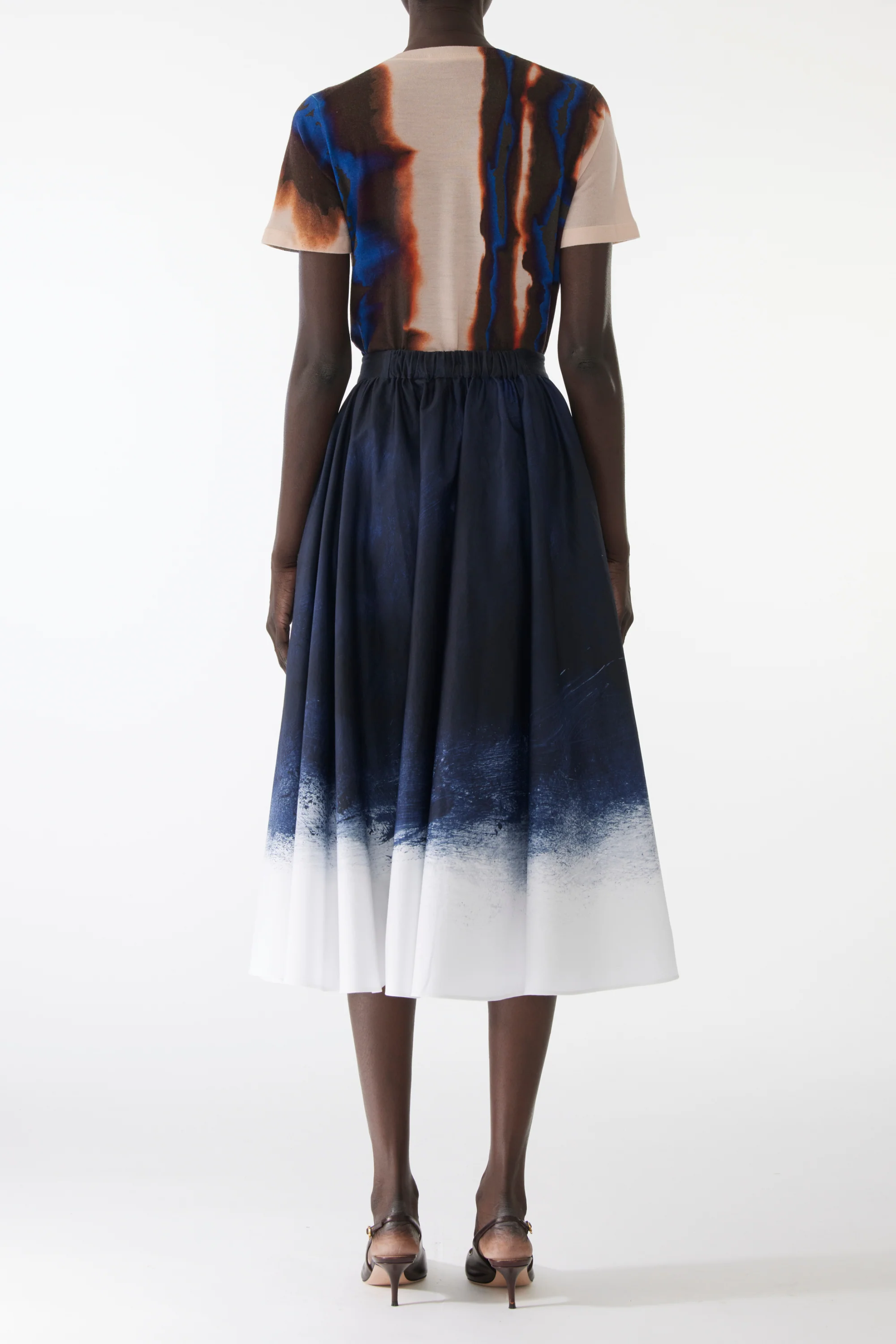 BRUSHED CANVAS PRINTED STRETCH COTTON CIRCLE SKIRT - Image 3
