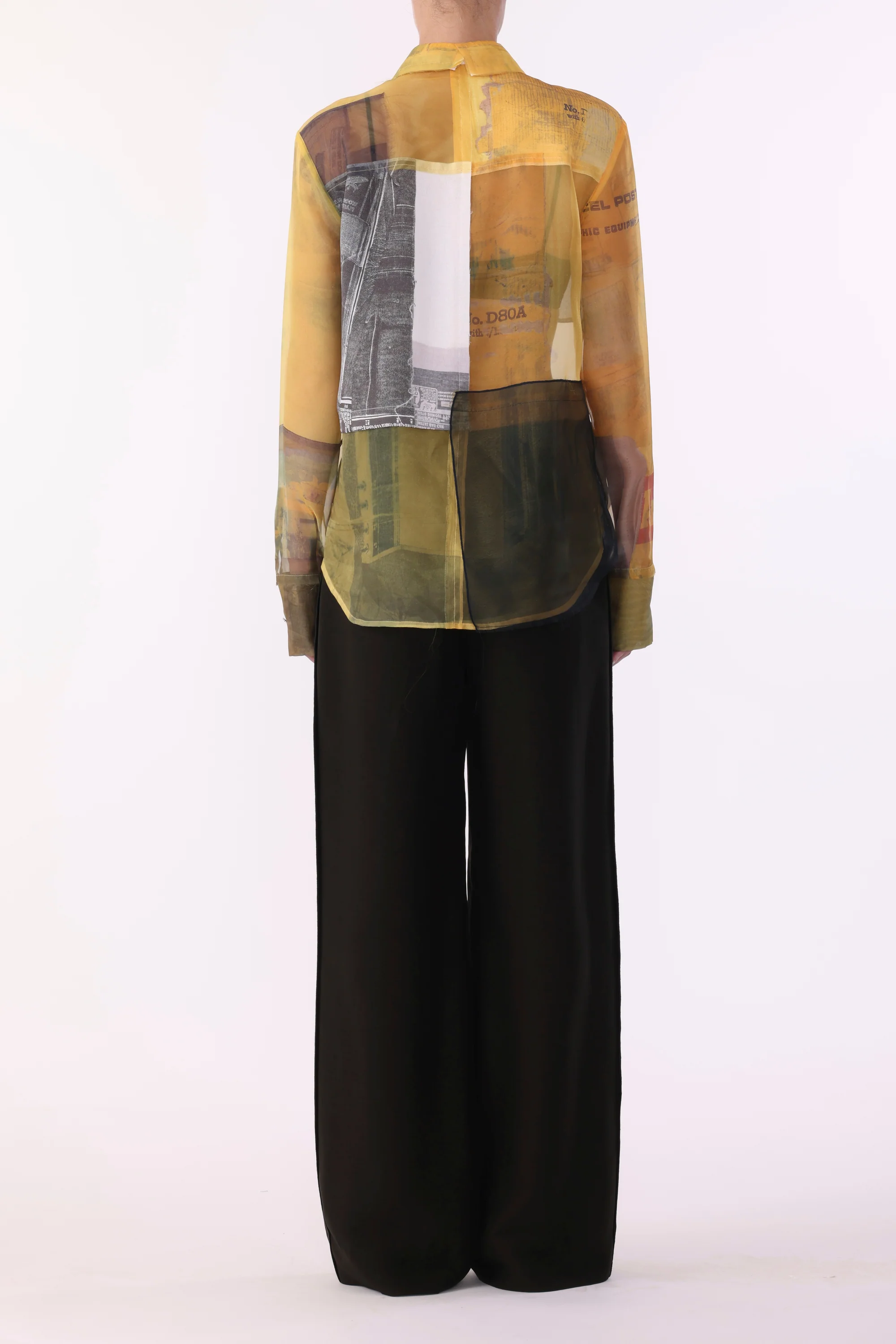 COLLAGE LONG SLEEVE ORGANZA SHIRT WITH SULPHUR BANK ARTWORK BY ROBERT RAUSCHENBERG - Image 5