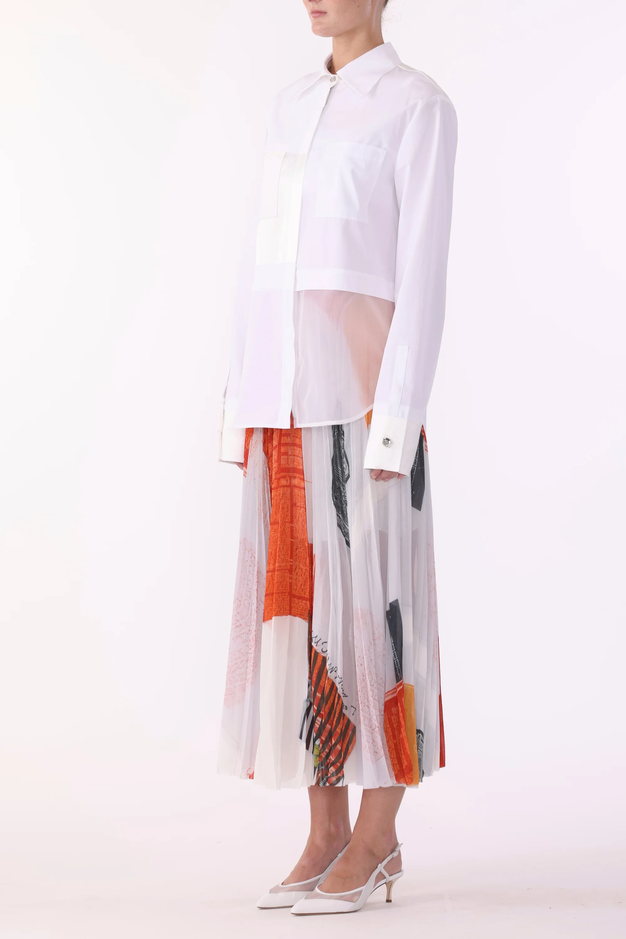 COLLAGE LONG SLEEVE ZIP-UP COTTON SHIRT - Image 3