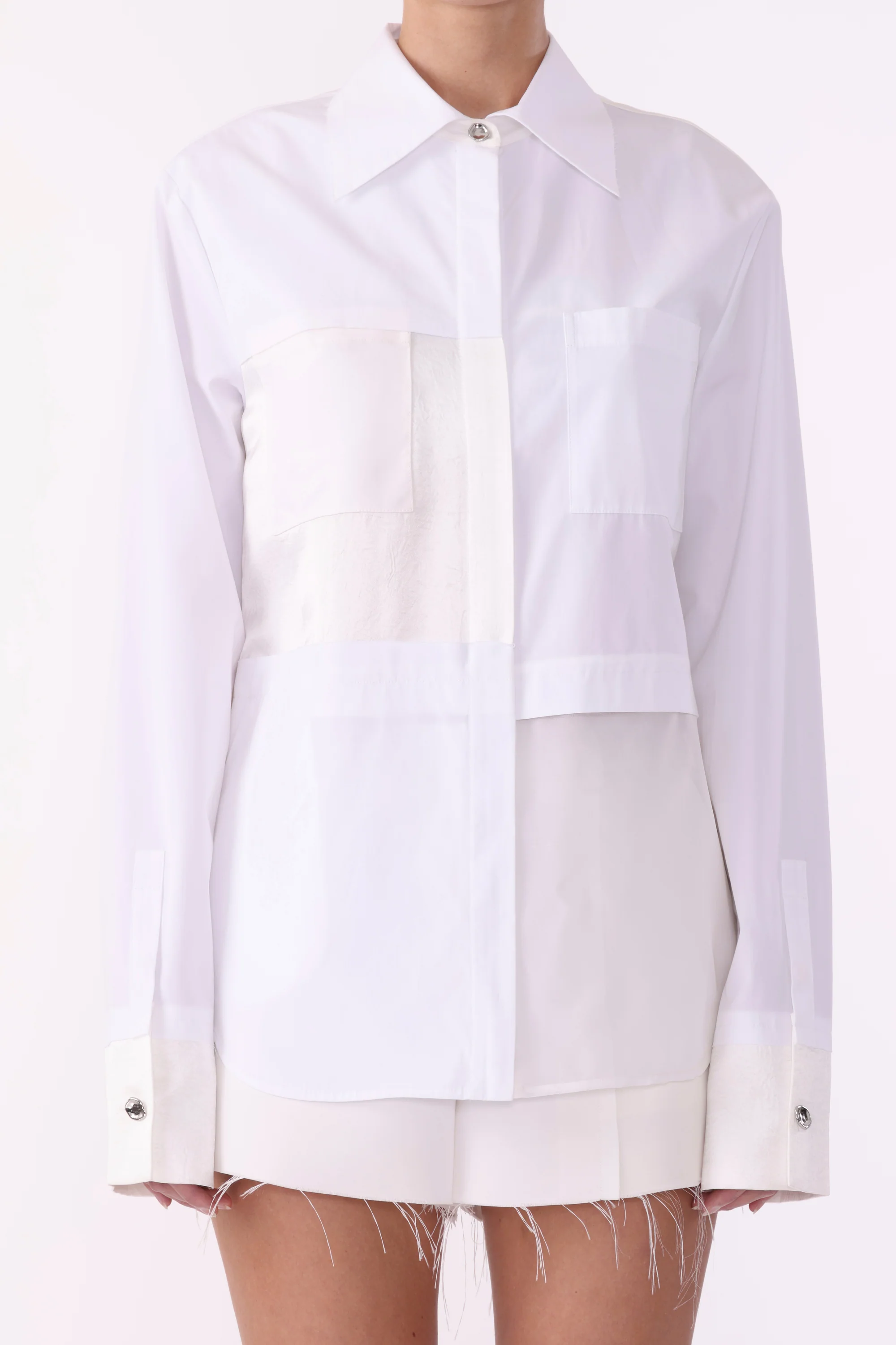 COLLAGE LONG SLEEVE ZIP-UP COTTON SHIRT - Image 5