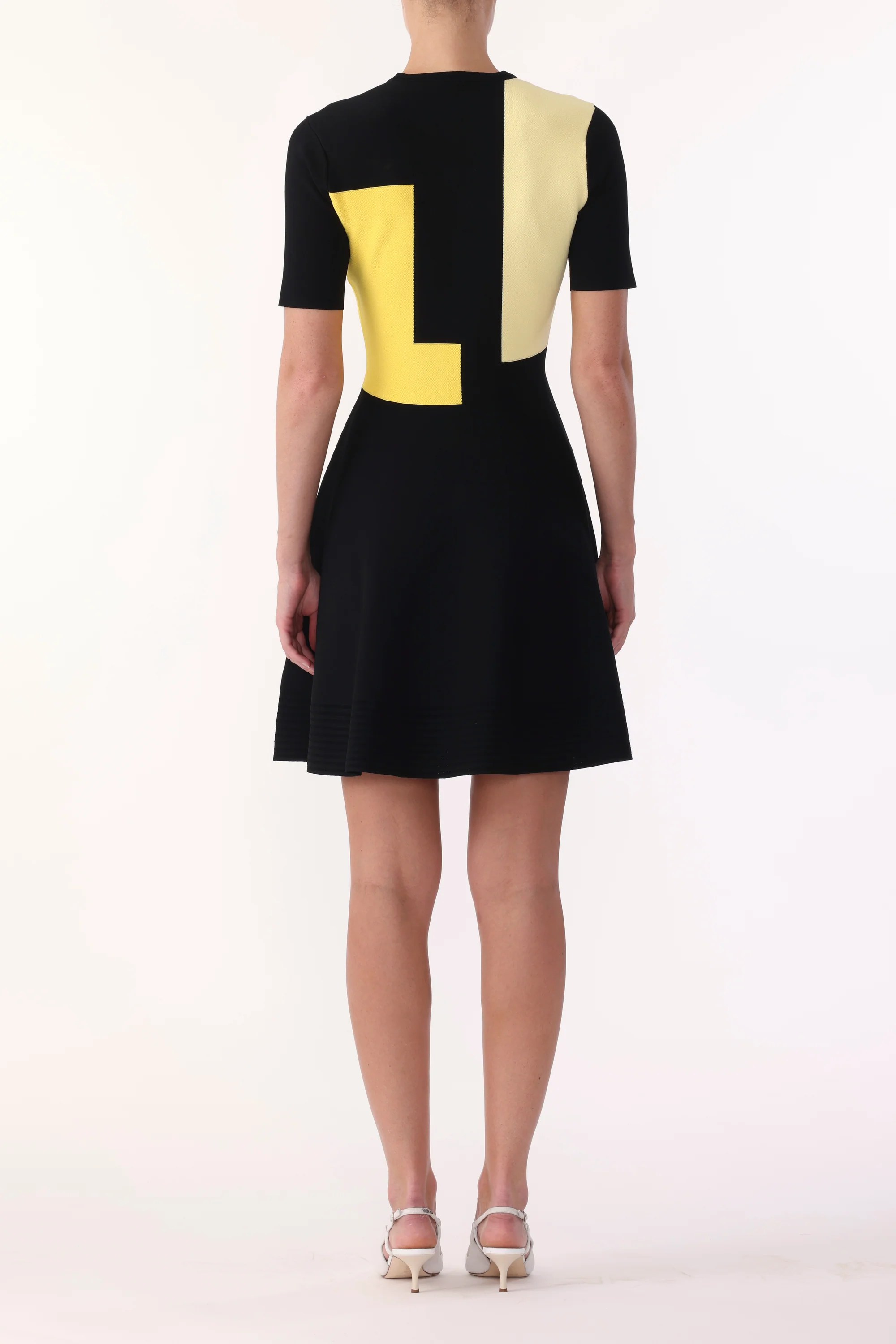 COLORBLOCK KNIT MINI DRESS WITH FLARE SKIRT - Image 3