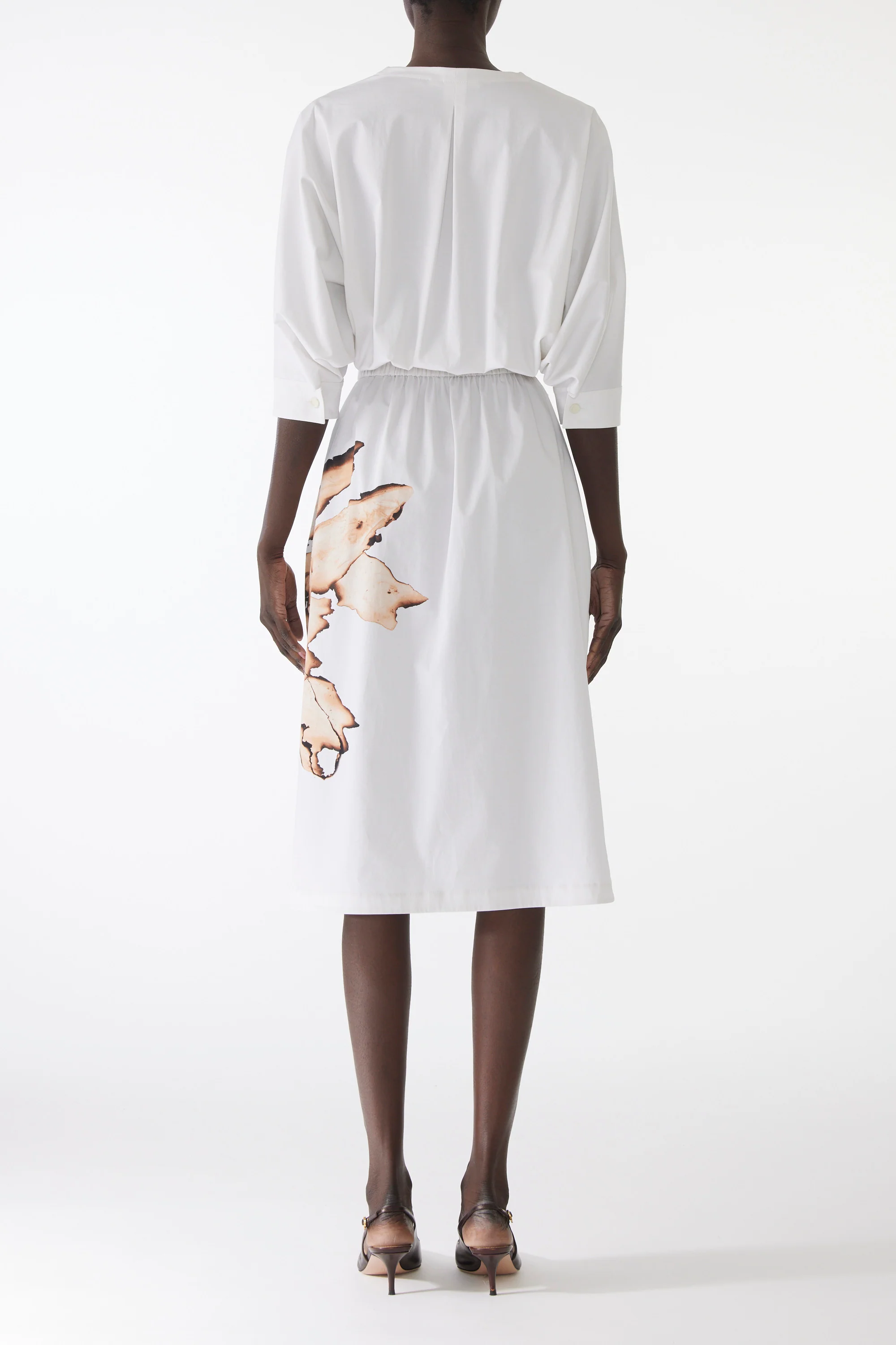 DOLMAN SLEEVE COTTON DRESS WITH FLORAL PRINT - Image 4