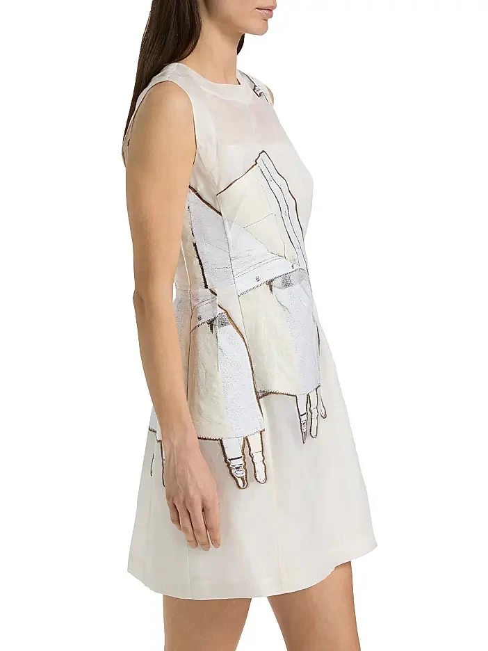 FIT AND FLARE MINI DRESS WITH LINGERIE JACQUARD - Image 4