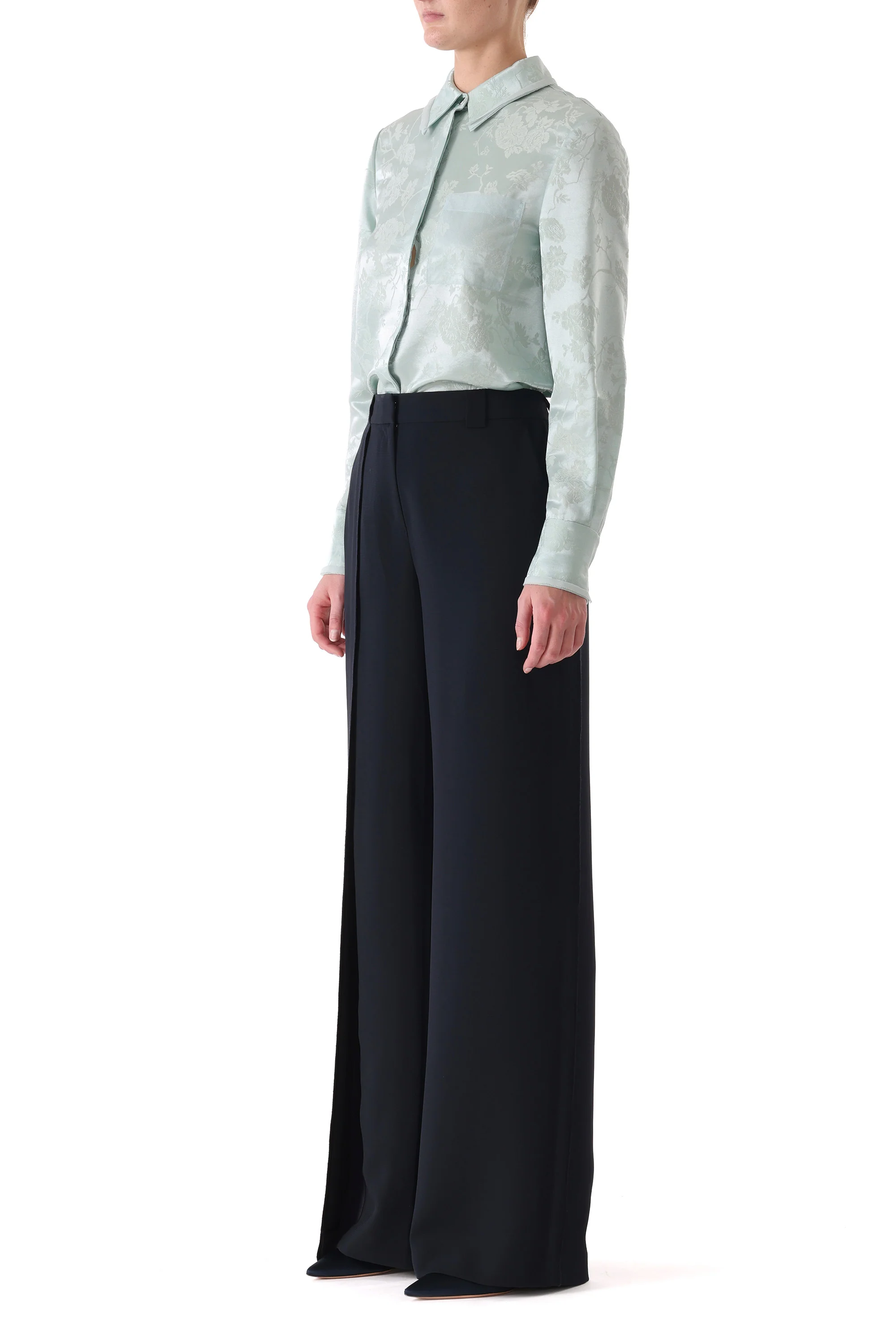 FLORAL SATIN JACQUARD BUTTON-UP SHIRT - Image 3