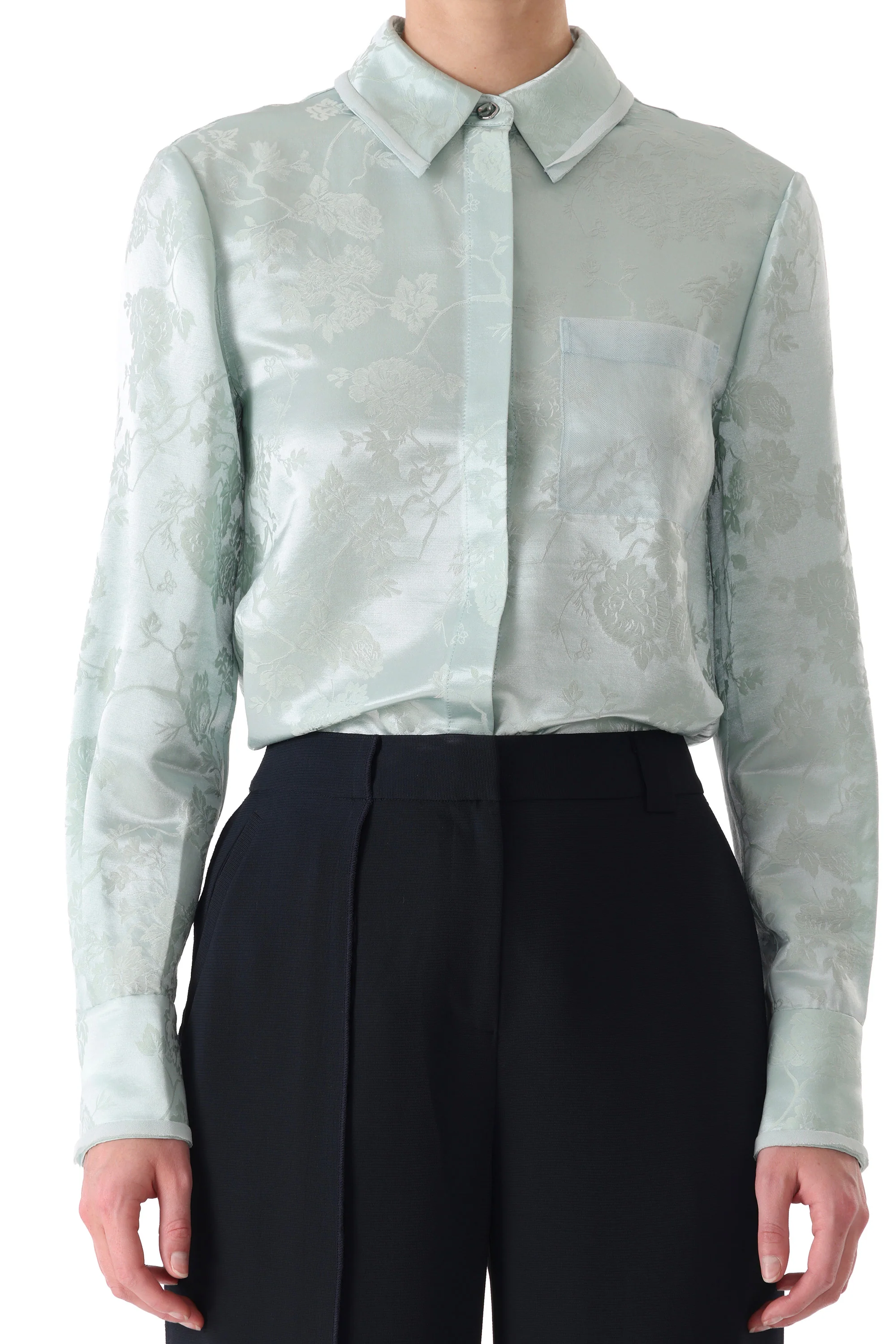 FLORAL SATIN JACQUARD BUTTON-UP SHIRT - Image 5