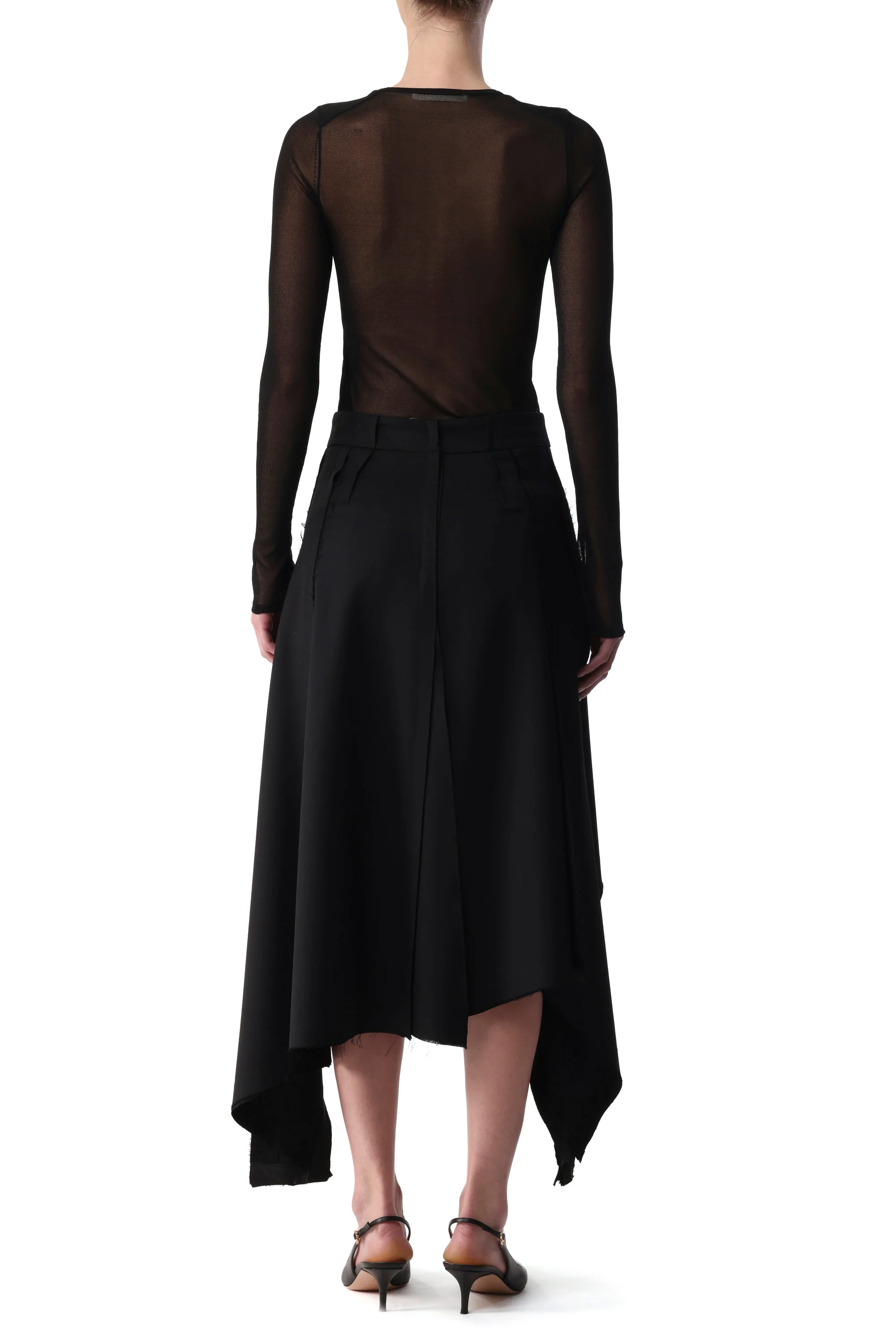 LONG SLEEVE KNIT TOP WITH SHEER V-NECK - Image 4