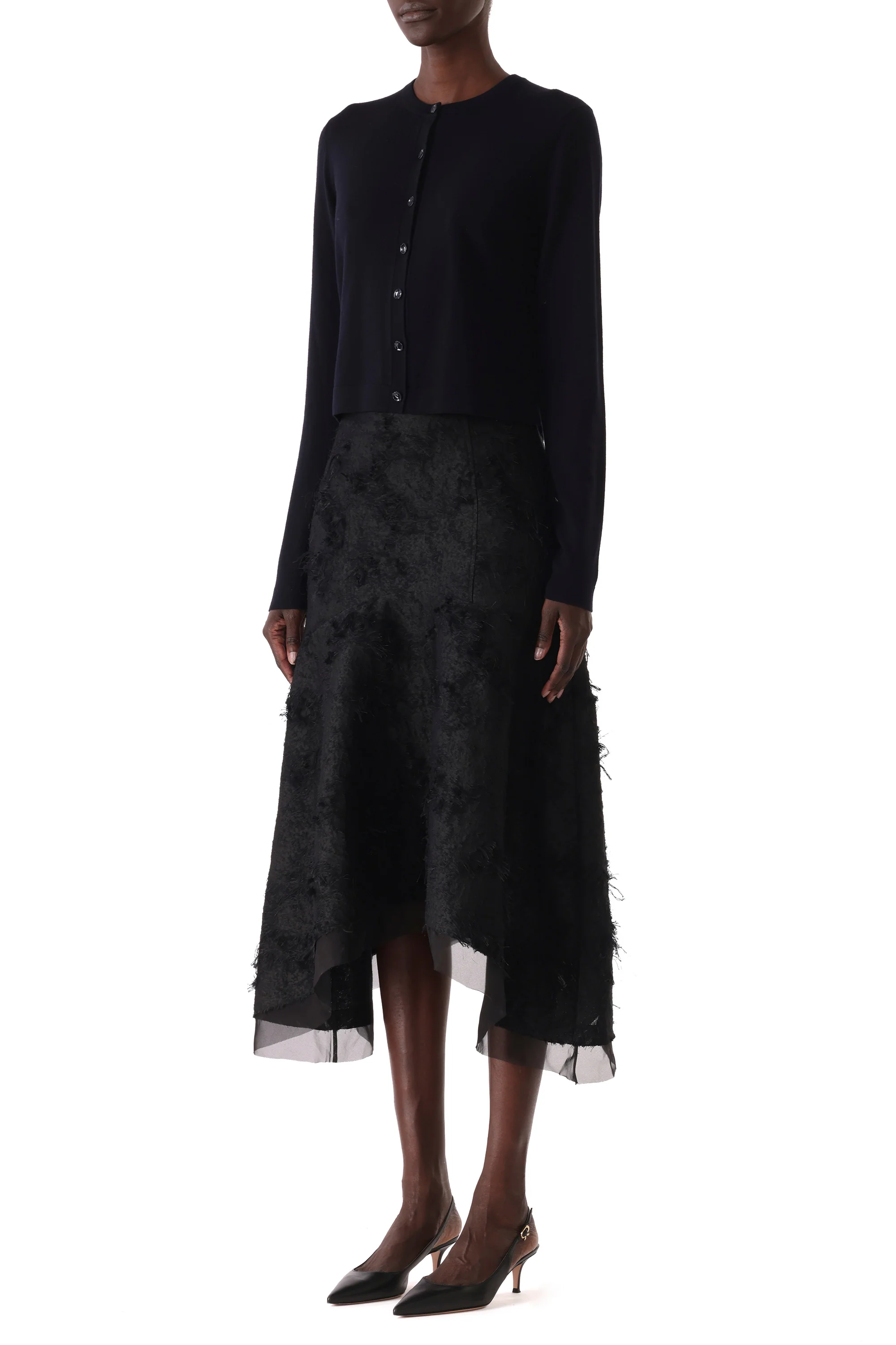 MERINO WOOL CARDIGAN WITH WASHED TWILL BACK - Image 3