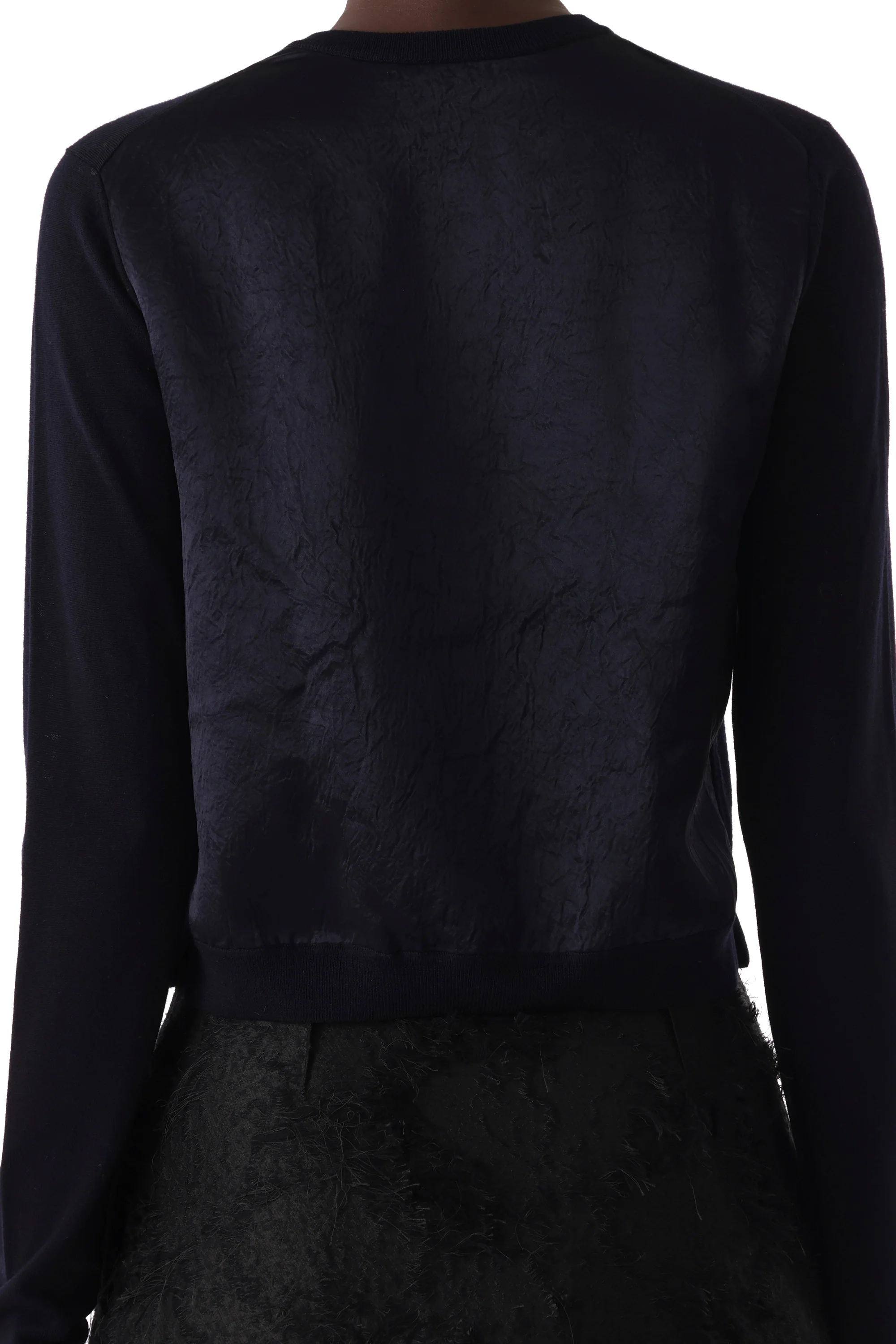 MERINO WOOL CARDIGAN WITH WASHED TWILL BACK - Image 4
