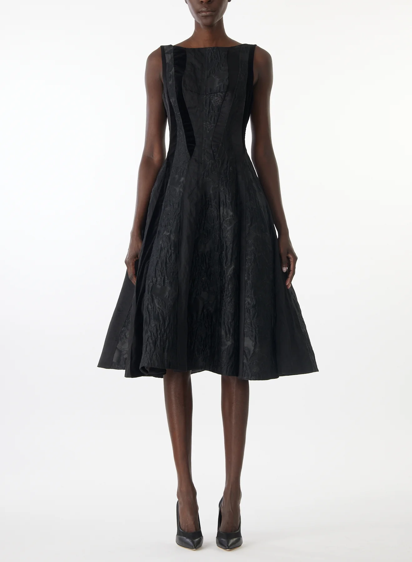 MIXED MEDIA LOW BACK MIDI DRESS - Image 3