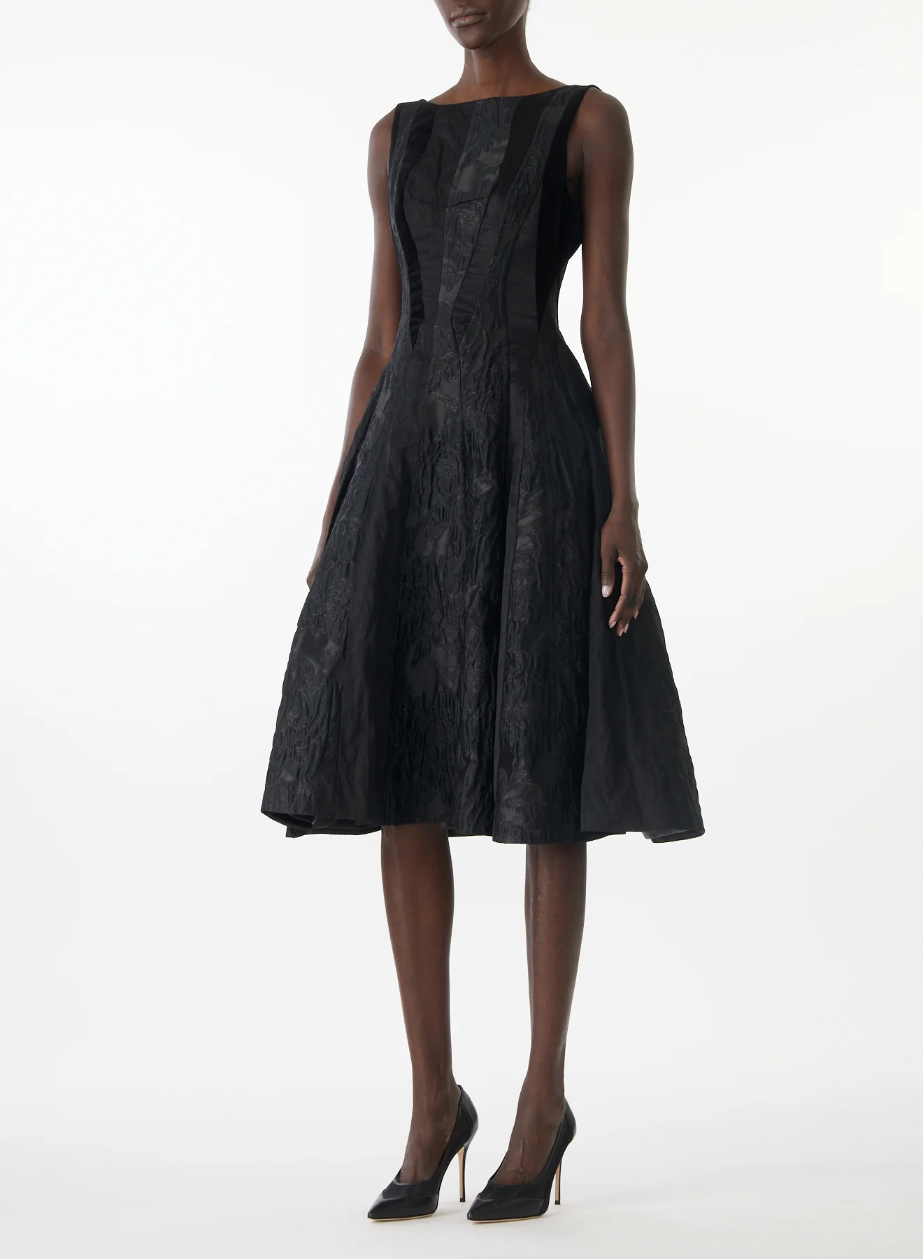 MIXED MEDIA LOW BACK MIDI DRESS - Image 5