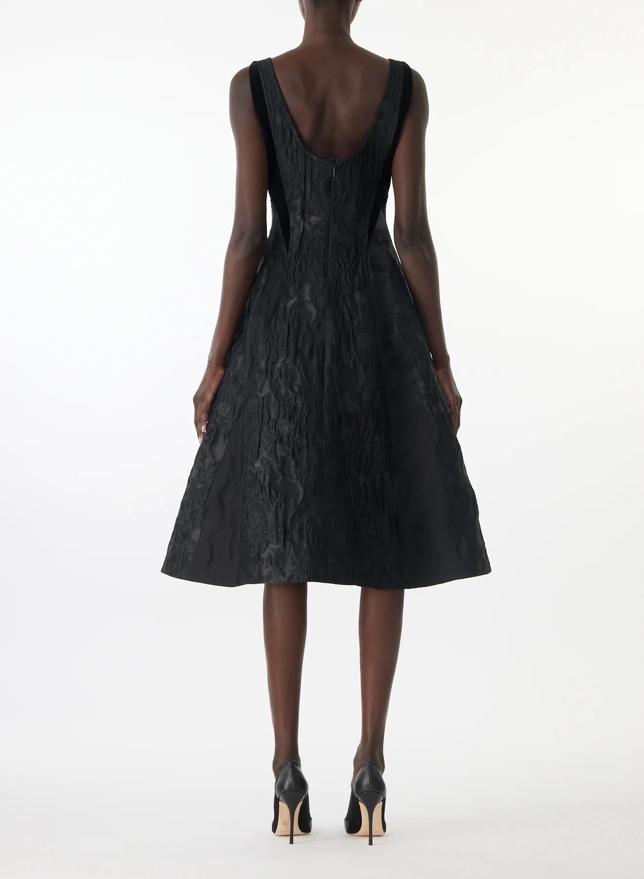 MIXED MEDIA LOW BACK MIDI DRESS - Image 6