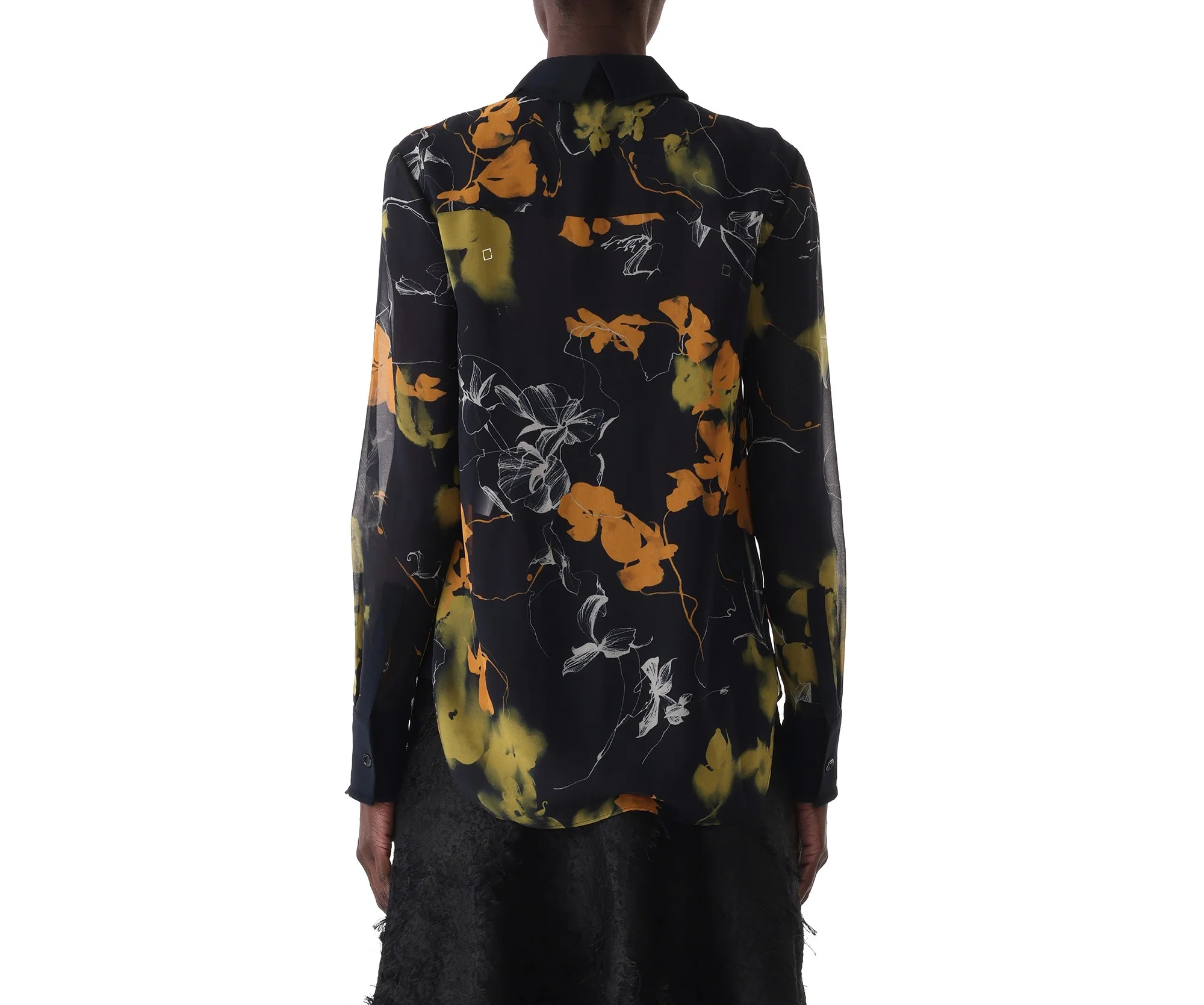 SHADOW FLORAL CREPE CHIFFON BUTTON-UP SHIRT - Image 4