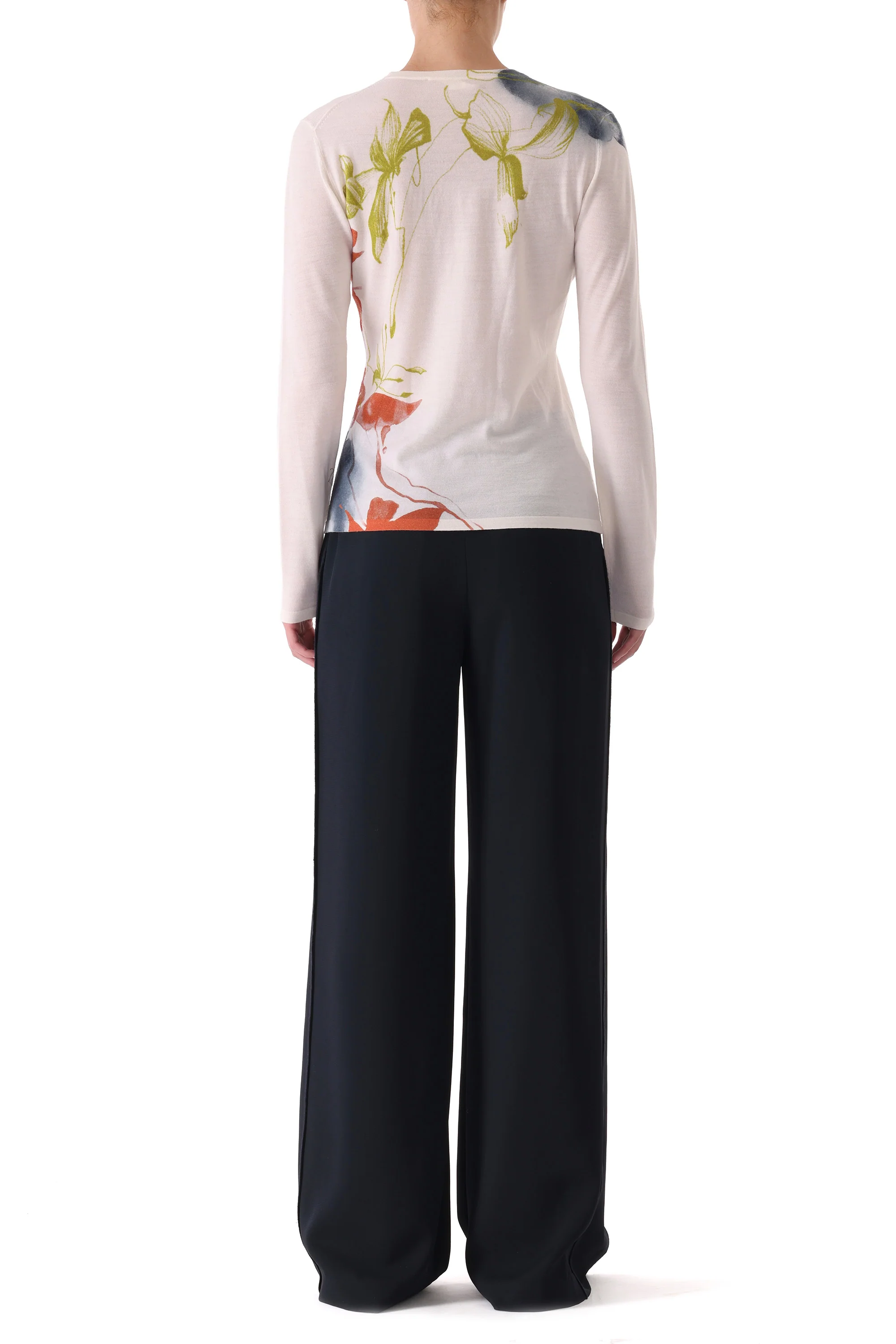 SHADOW FLORAL MERINO WOOL CREW NECK SWEATER - Image 5
