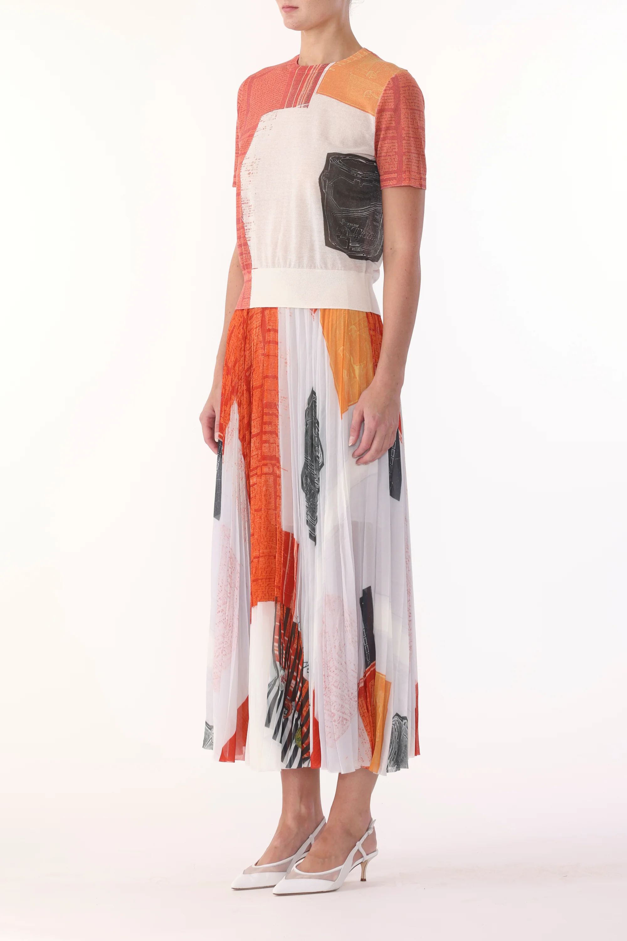 SHORT SLEEVE KNIT TOP WITH CAT PAWS ARTWORK BY ROBERT RAUSCHENBERG - Image 3