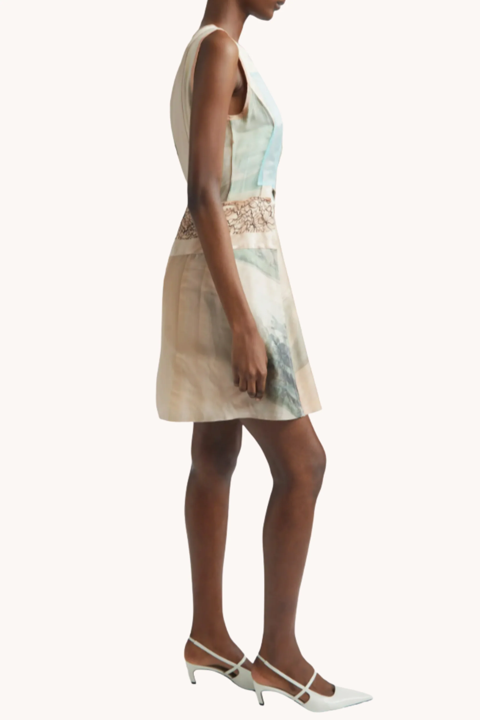 SLEEVELESS COLLAGE MINI DRESS W/ GROUNDINGS ARTWORK BY ROBERT RAUSCHENBERG - Image 3