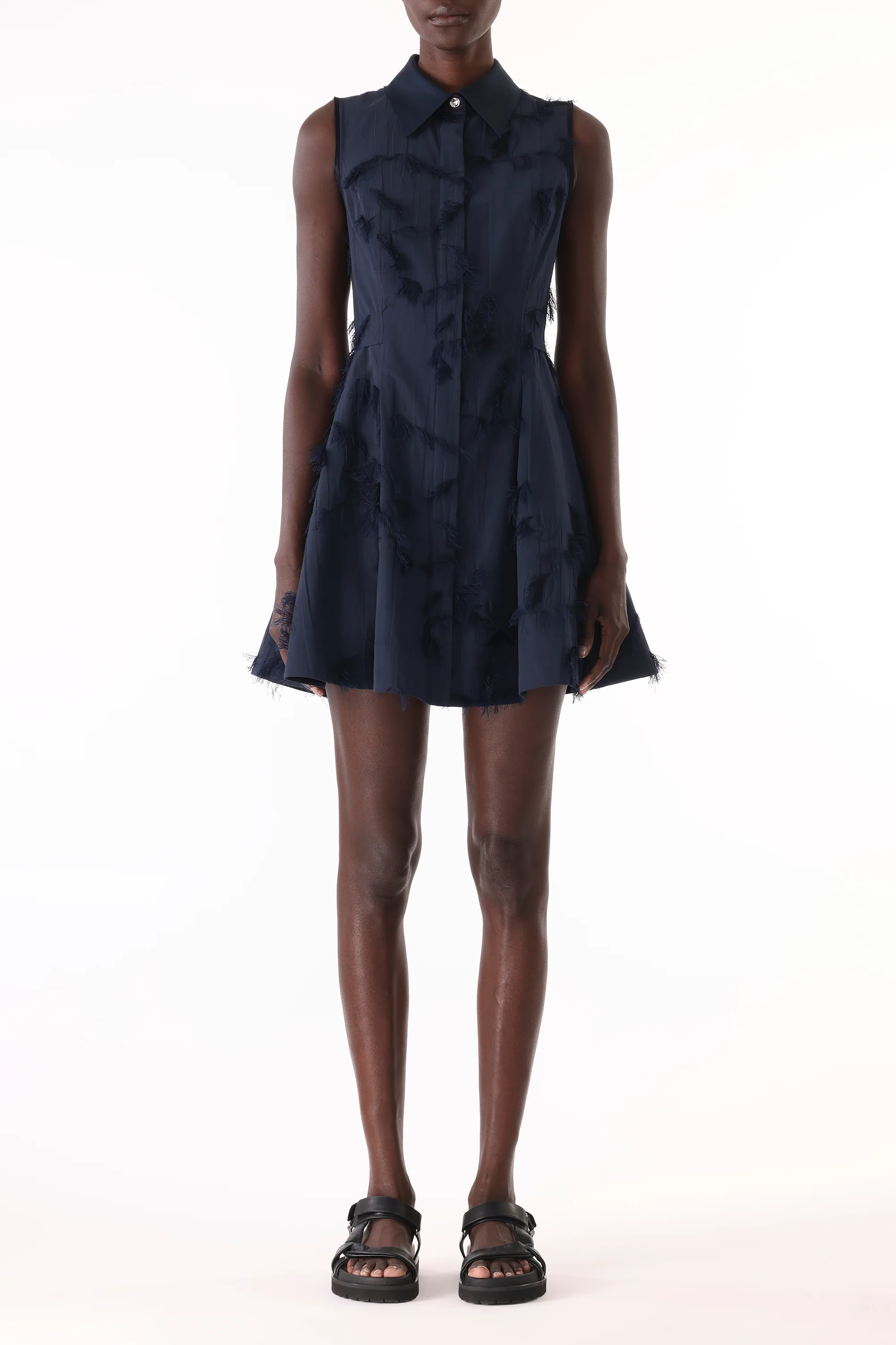 SLEEVELESS COTTON FIL COUPE MINI SHIRTDRESS - Image 4