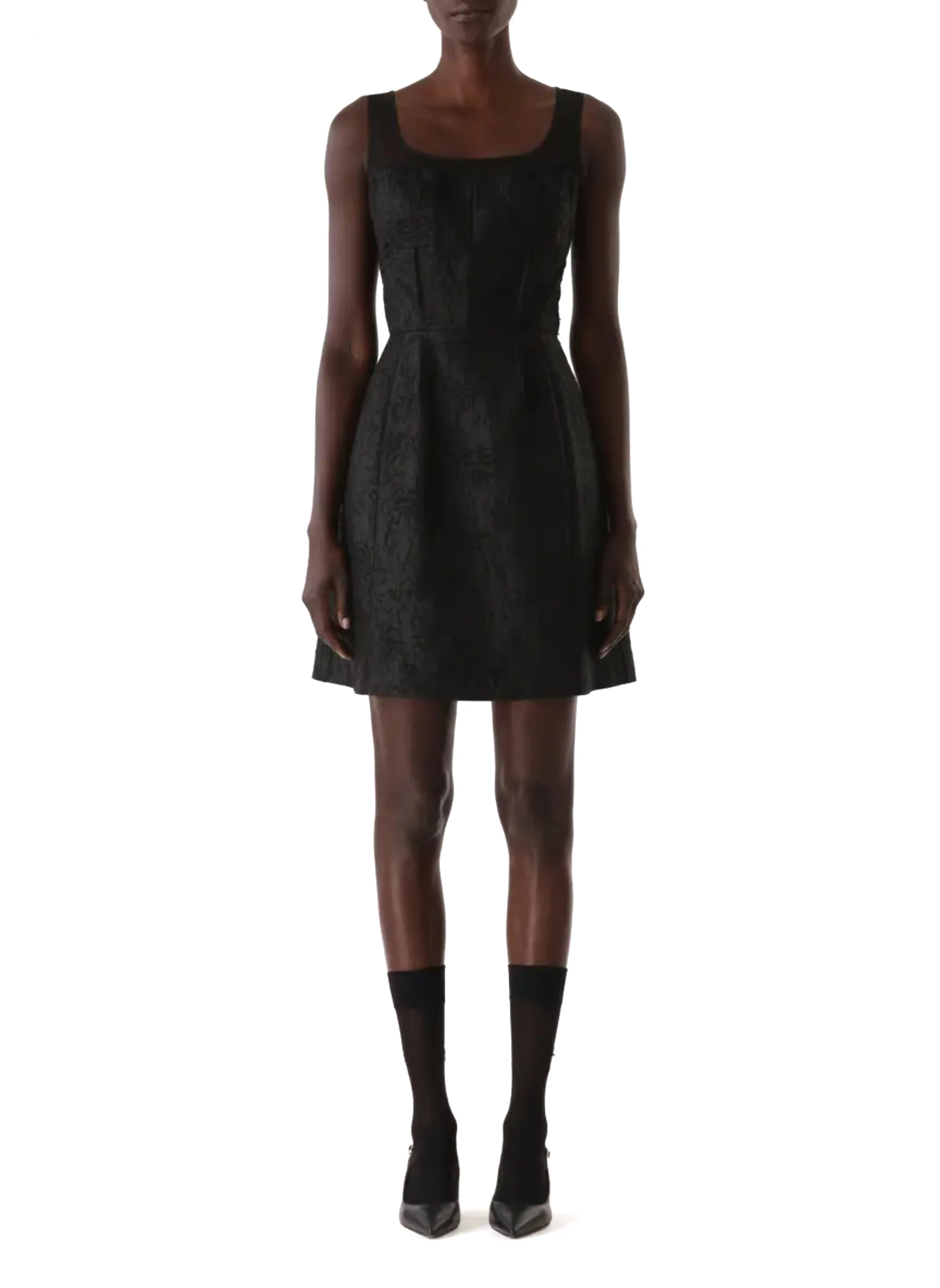 SLEEVELESS TEXTURED FRAY JACQUARD MINI DRESS - Image 4