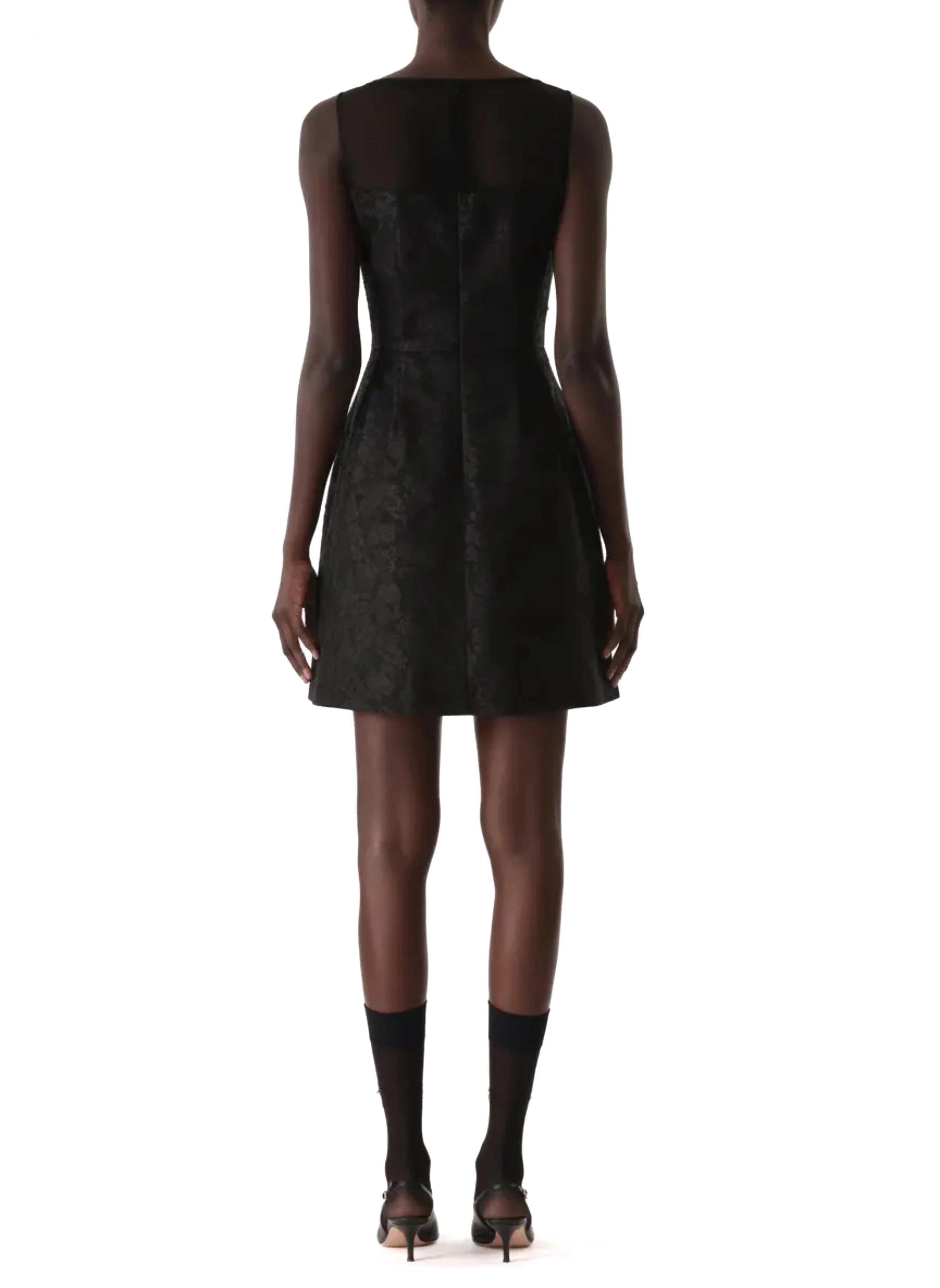 SLEEVELESS TEXTURED FRAY JACQUARD MINI DRESS - Image 5