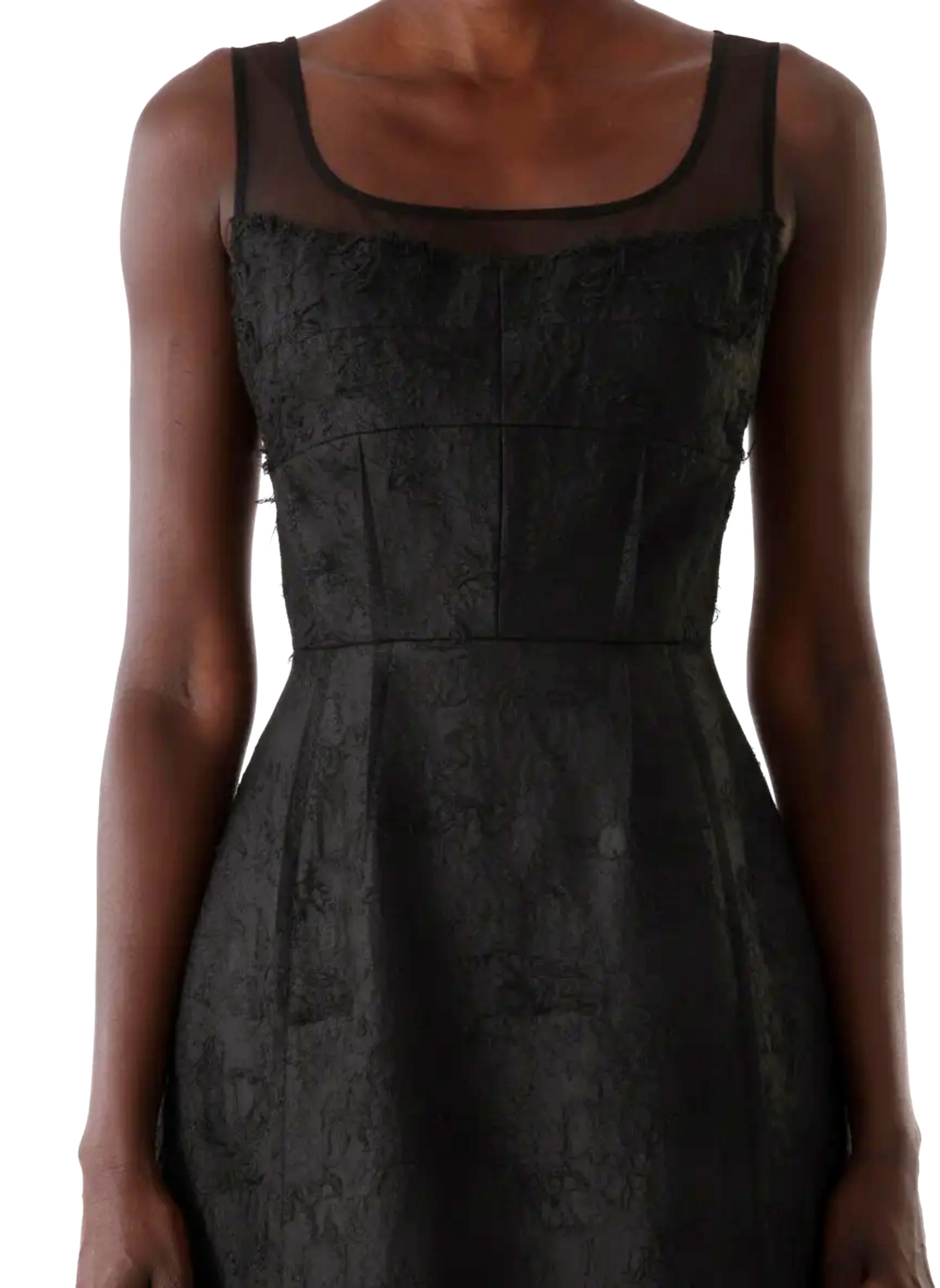 SLEEVELESS TEXTURED FRAY JACQUARD MINI DRESS - Image 7