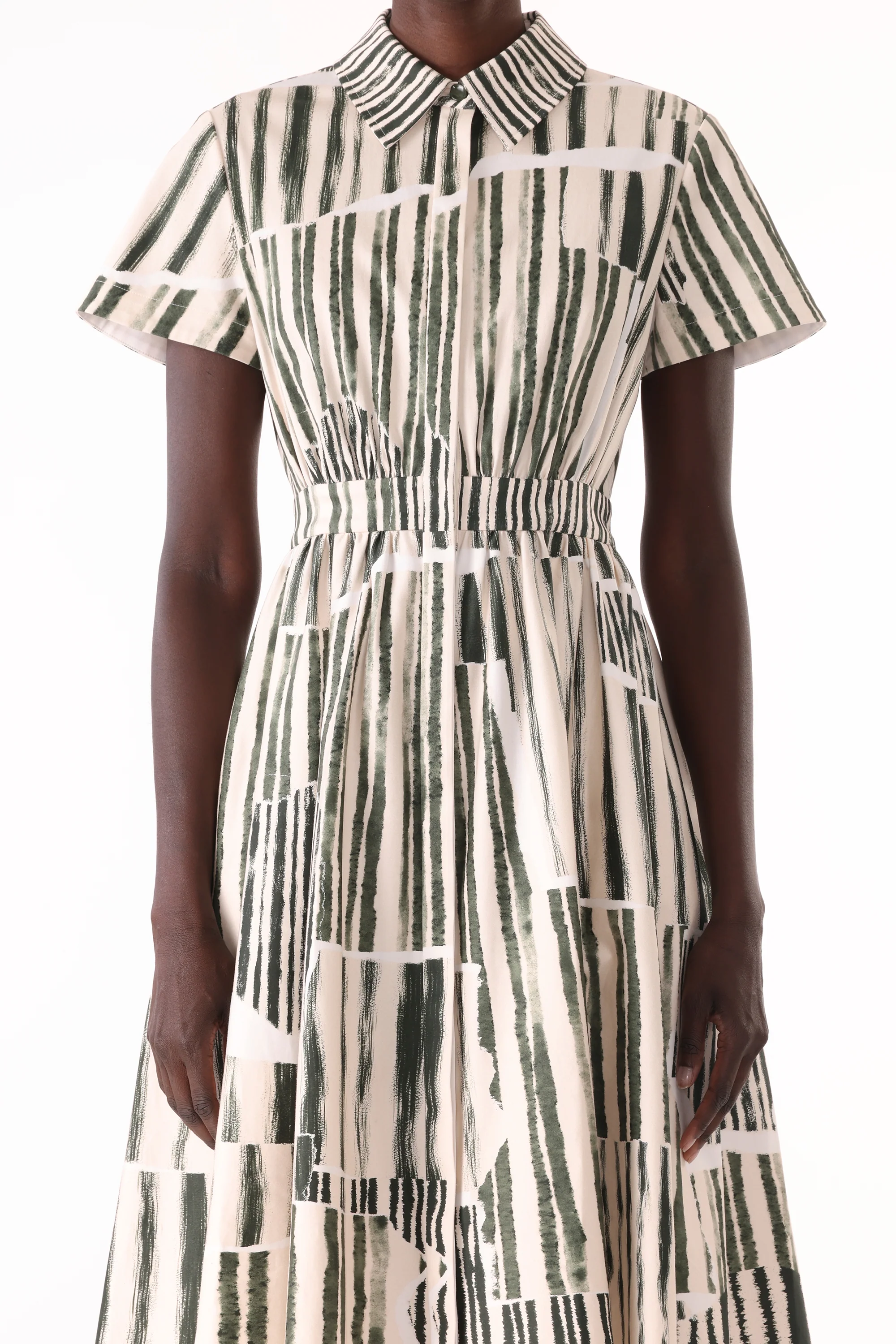 STRIPE COLLAGE STRETCH COTTON SHIRTDRESS - Image 6