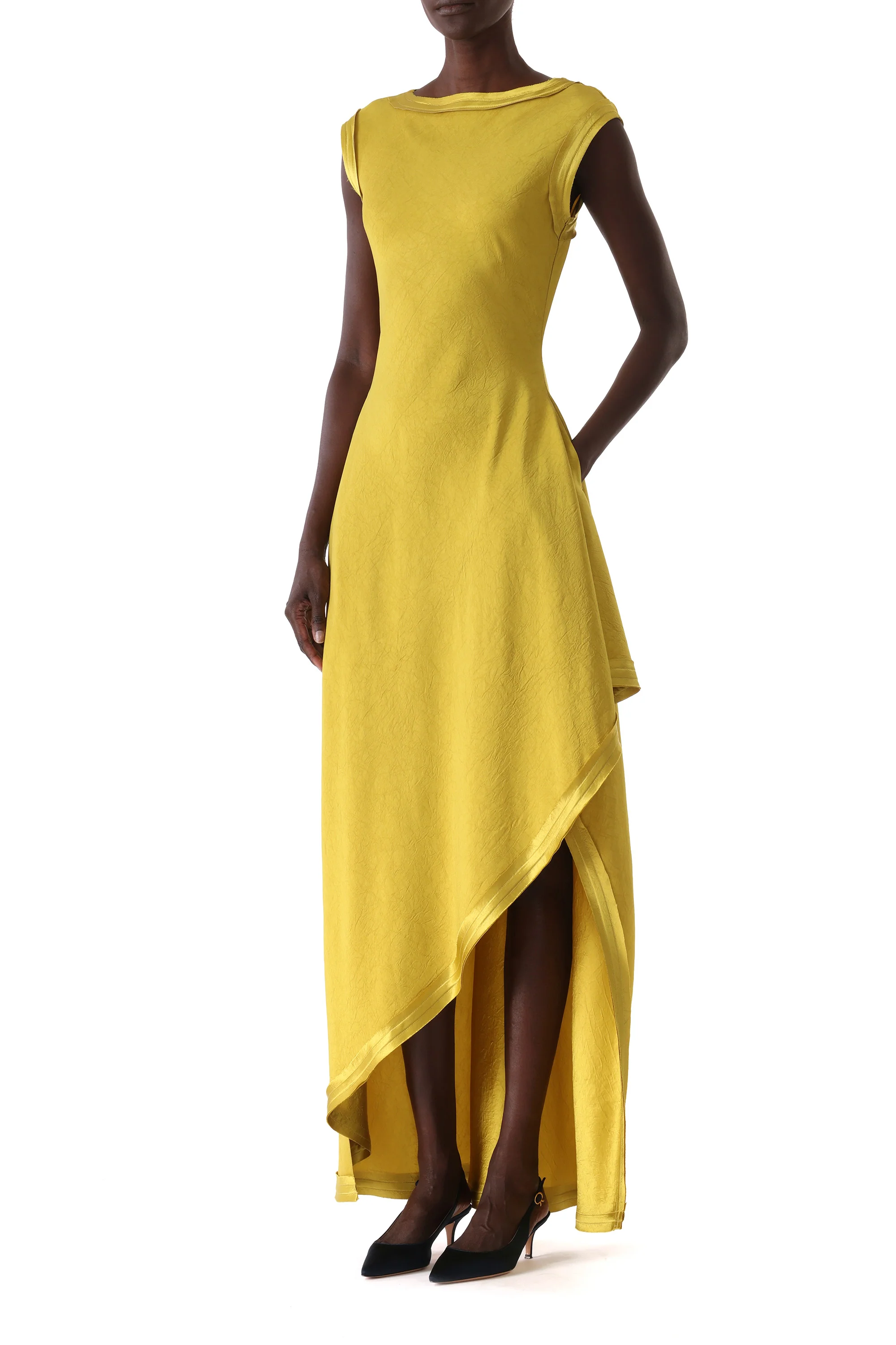 WASHED TWILL ASYMMETRICAL GOWN - Image 4
