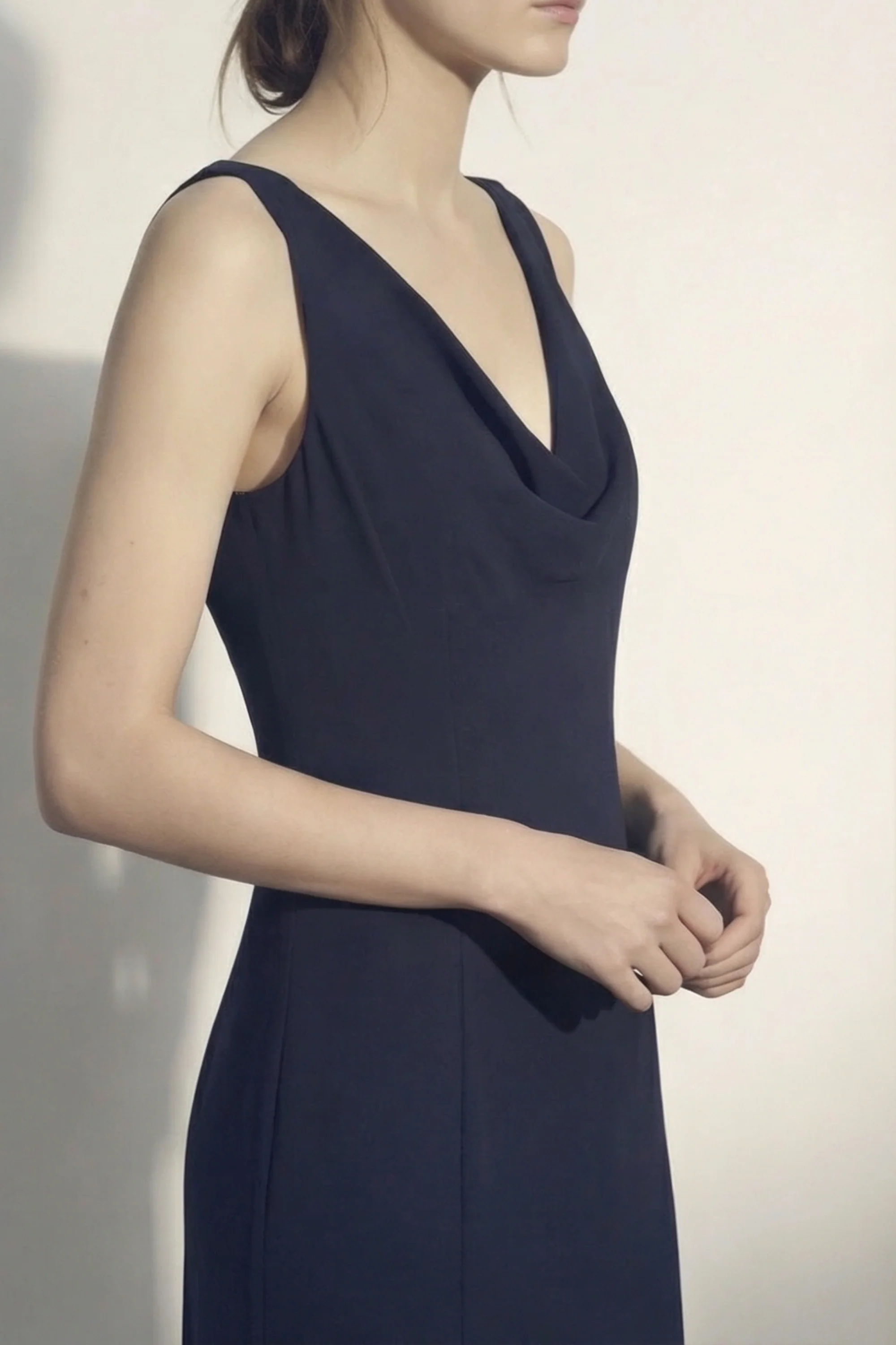 PLUNGING COWL CREPE CHIFFON BIAS GOWN