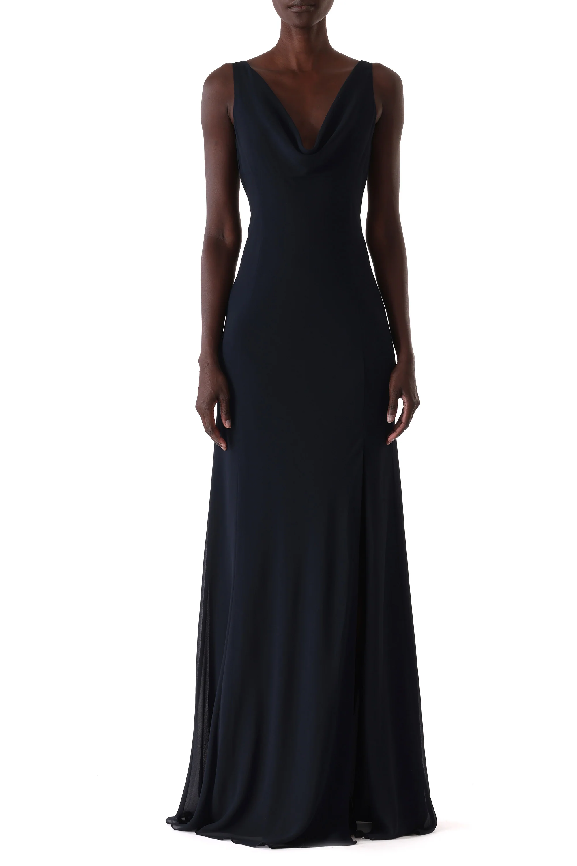 PLUNGING COWL CREPE CHIFFON BIAS GOWN - Image 2