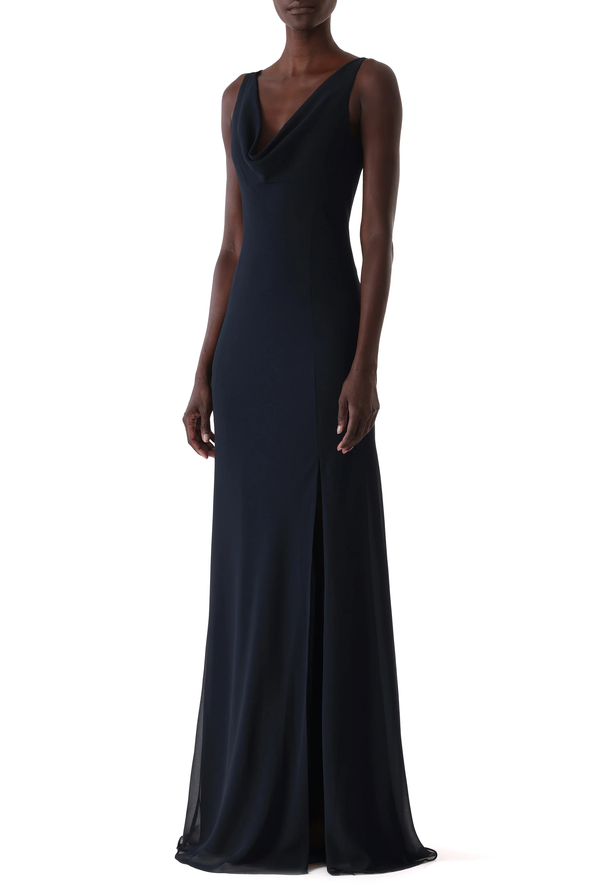 PLUNGING COWL CREPE CHIFFON BIAS GOWN - Image 3