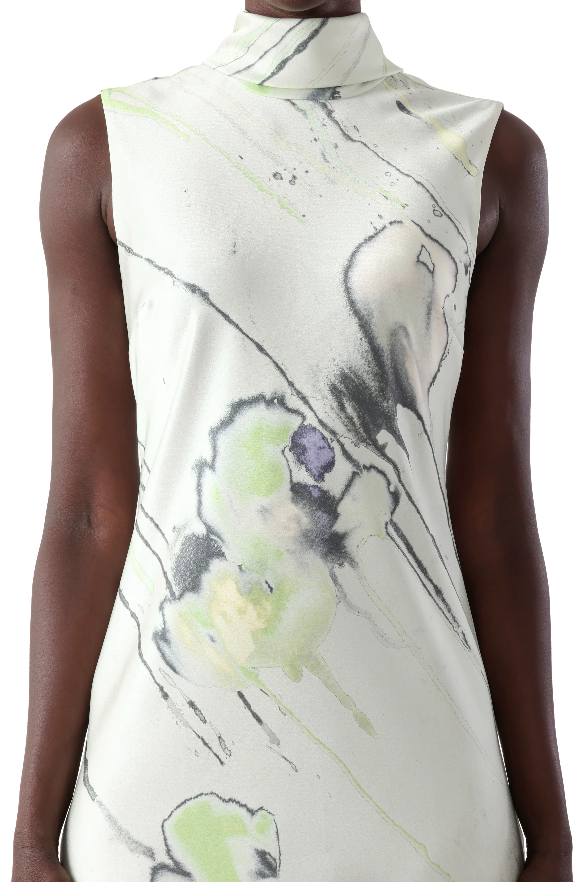 WATERCOLOR FLORAL BIAS MIDI SCARF DRESS - Image 5