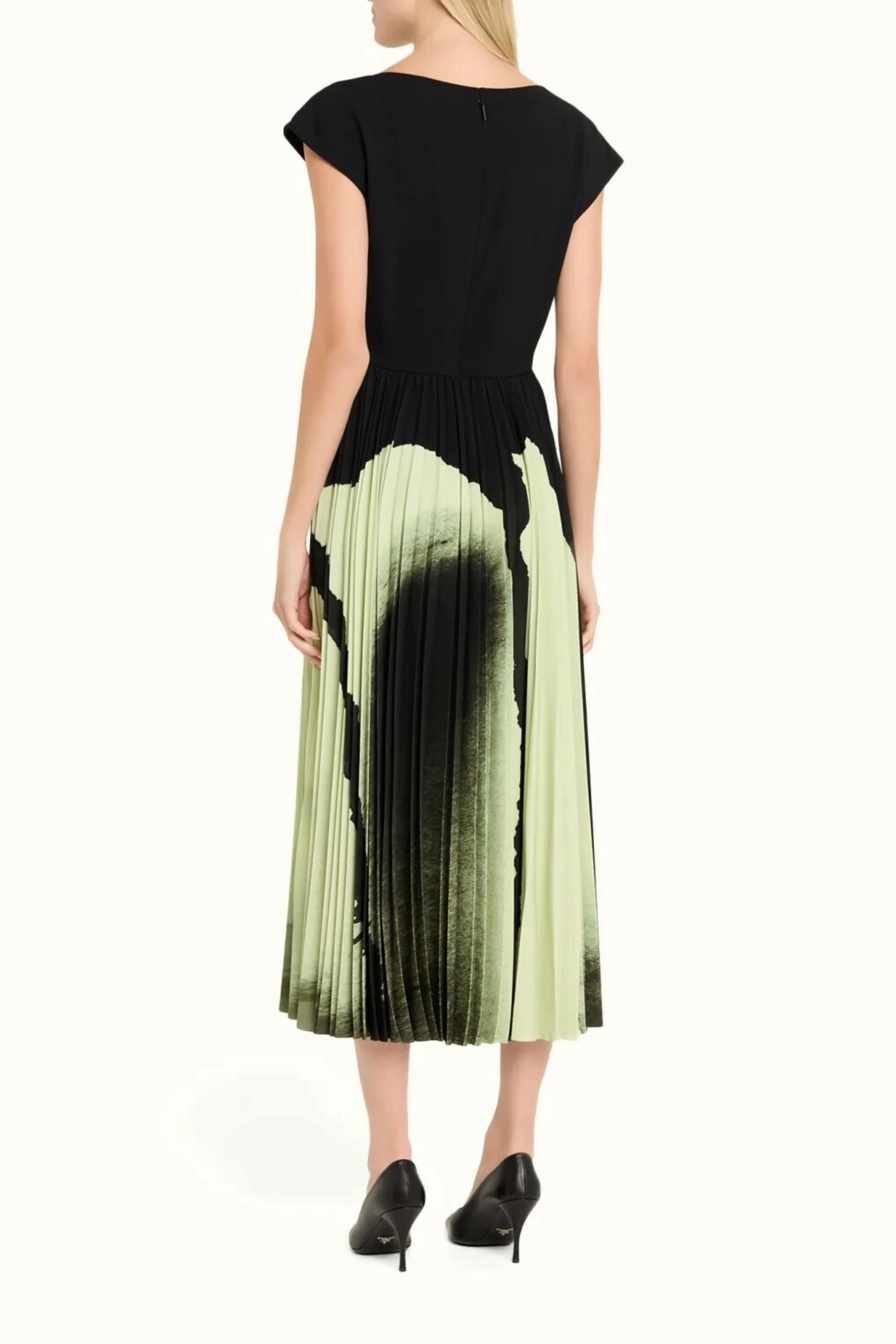 WATERCOLOR FLORAL MATTE CREPE PLEATED DRESS - Image 4